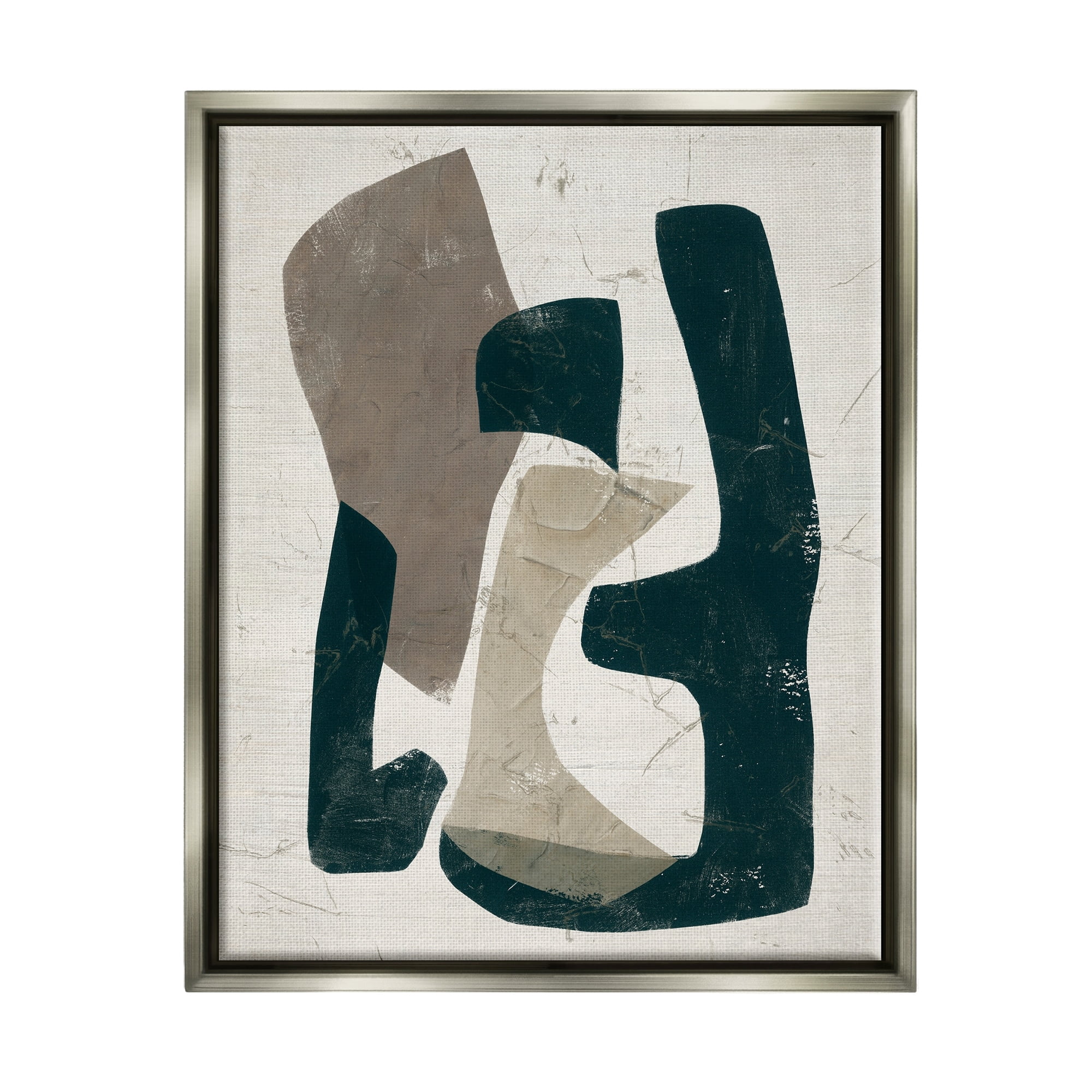 Stupell Industries Weathered Abstract Shapes Modern Geometric Neutral Tones Painting Luster Gray Floating Framed Canvas Print Wall Art, Design by June Erica Vess
