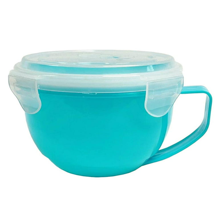 1pc Blue Portable Soup Cup With Lid, Heat Resistant, Microwave