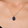 thumbnail image 3 of Gem Stone King 14K Yellow Gold Blue Sapphire Pendant Necklace for Women | 3.00 Cttw | Gemstone September Birthstone | Oval 10X8MM | Gold Necklace for Women | With 18 inch Chain, 3 of 6