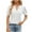 White, variant on Qiaocaity Summer Shirts for Women Solid Lace V Neck Bubble Short Sleeve Solid T Shirt Top Black L