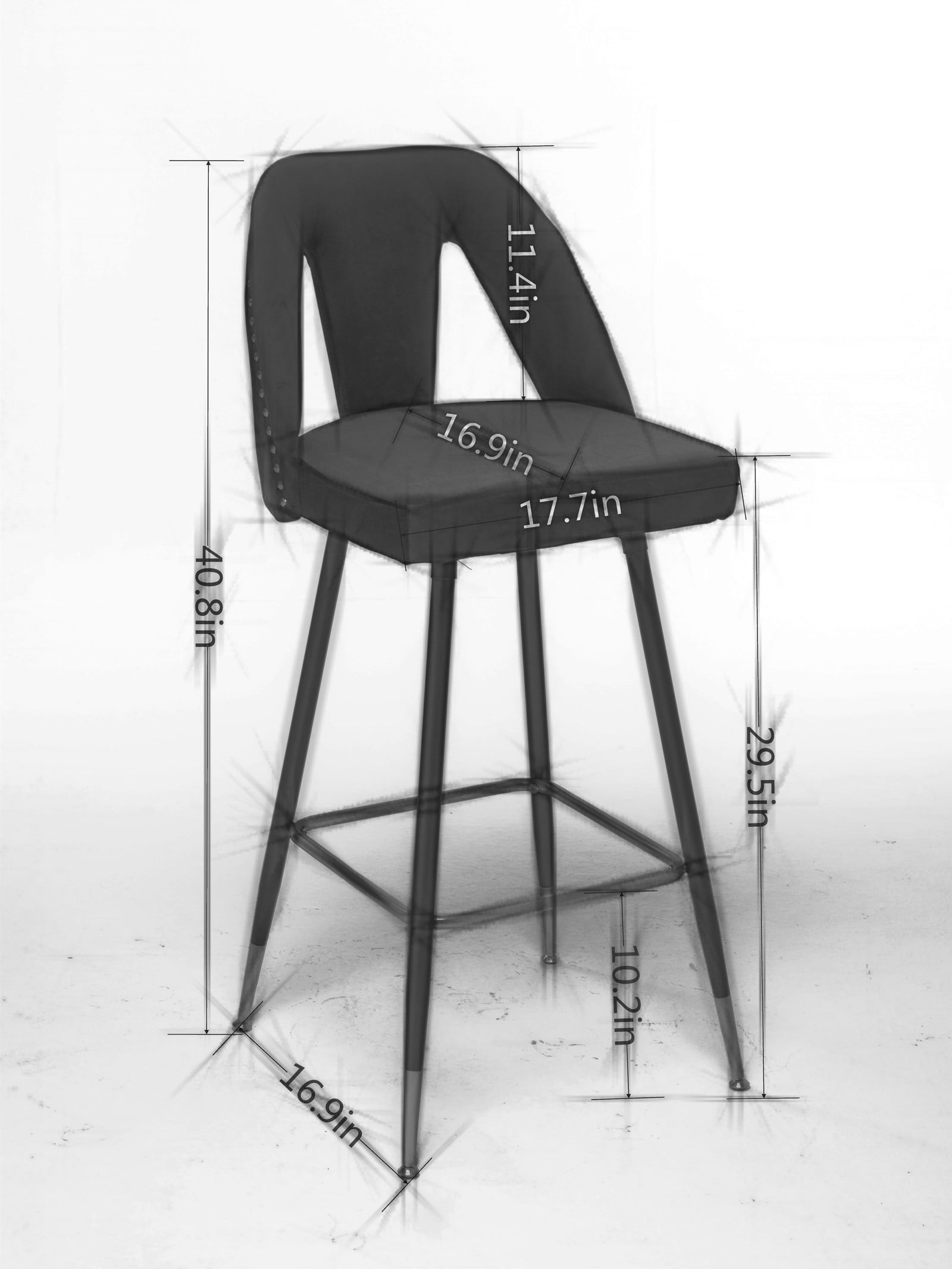 Private Jungle Set of 2 Velvet Upholstered Connor 28" Bar Stool & Counter Stools with Nailheads and Gold Tipped Black Metal Legs,Gray Private Jungle Set of 2 Velvet Upholstered Connor 28" Bar Stool & Counter Stools with Nailheads and Gold Tipped Black Metal Legs,Gray