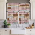 thumbnail image 4 of 3 Piece Kitchen Curtains and Valances Set Pink Brown Vintage Cafe Curtains 24 Inch Length Retro Farmhouse Elegant Pastoral Valance & Tier Curtain for Living Room Bedroom Window 54"x18"+27"x24"*2, 4 of 6