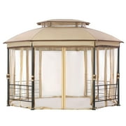 Outdoor Leisure Products Fabric Roof Metal Gazebo Measuring 10 Feet by 12 Feet
