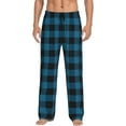 thumbnail image 2 of Kdxio Blue Black Plaid Print Men's Sleep Pajama Pant Lounge Pants with Pockets, 2 of 8