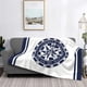 thumbnail image 2 of Mantas de tapicería náutica azul, mantas de franela suave, ropa de cama térmica transpirable, mantas de viaje personalizables, 2 of 4