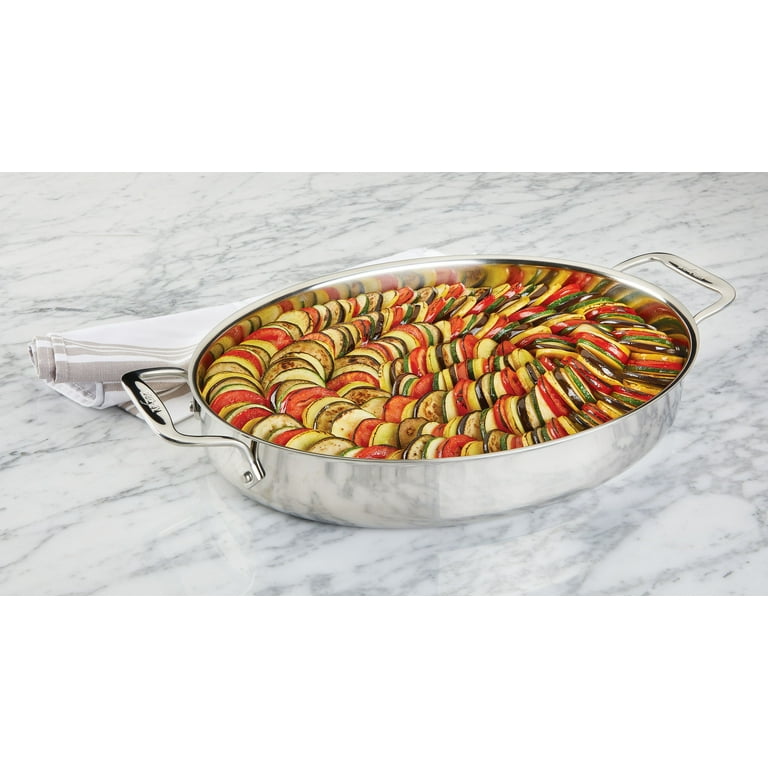 All-Clad Stainless Steel Oval Baker, 15 inch with 2 Red Pot
