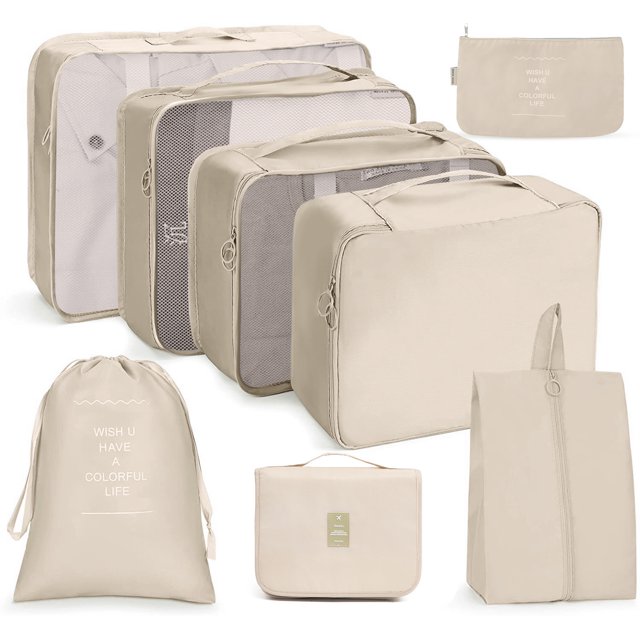 Bolsa de almacenamiento de viaje, conjunto de siete piezas, subenvases de cosméticos para lavado digital, bolsa de almacenamiento para ropa, zapatos, equipaje, bolsa de viaje
