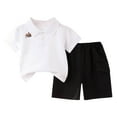 thumbnail image 2 of CYRBOKO Toddler Boys Outfit Sets, Summer Two Pieces Short Sleeve T-shirts and Shorts Set White Size 2-3 T, 2 of 6