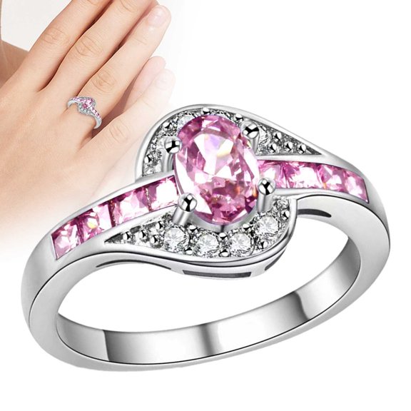 YYKihy Shaped Cubic Zircon Solitaire Style Wedding Enagement Anniversary Ring Dainty Stackable Engagement Wedding Promise Rings