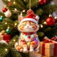 thumbnail image 6 of 2026 Christmas Home Party Decoration Cute Christmas Tree Decorations Flat Printed Acrylic Christmas Hanging Ornaments Lovely Pet Pendant For Xmas Party Home Indoor Holiday Decor, 6 of 8