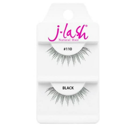 #110 Black , J Lash Daily Eyelashes, hair scalp beauty - Pack of 2 w/ Sleek 3-in-1 Comb/Brush