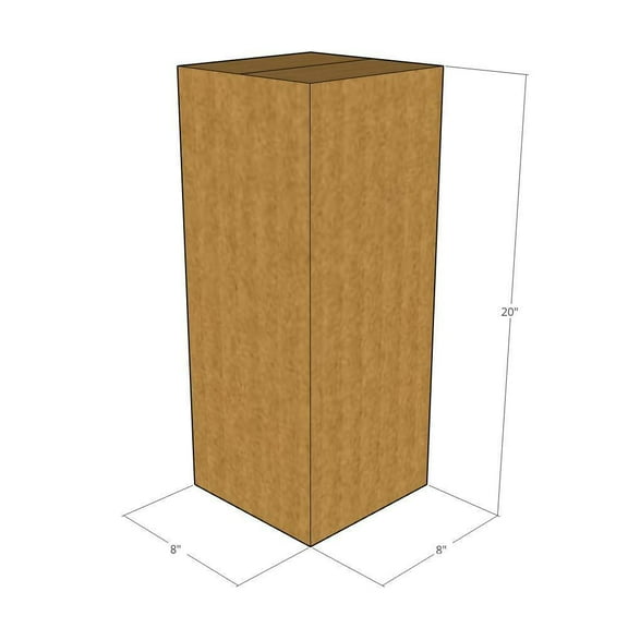 8x8x20 Kraft Brown Corrugated Shipping Boxes, 32 ECT Single-Wall, Qty 150