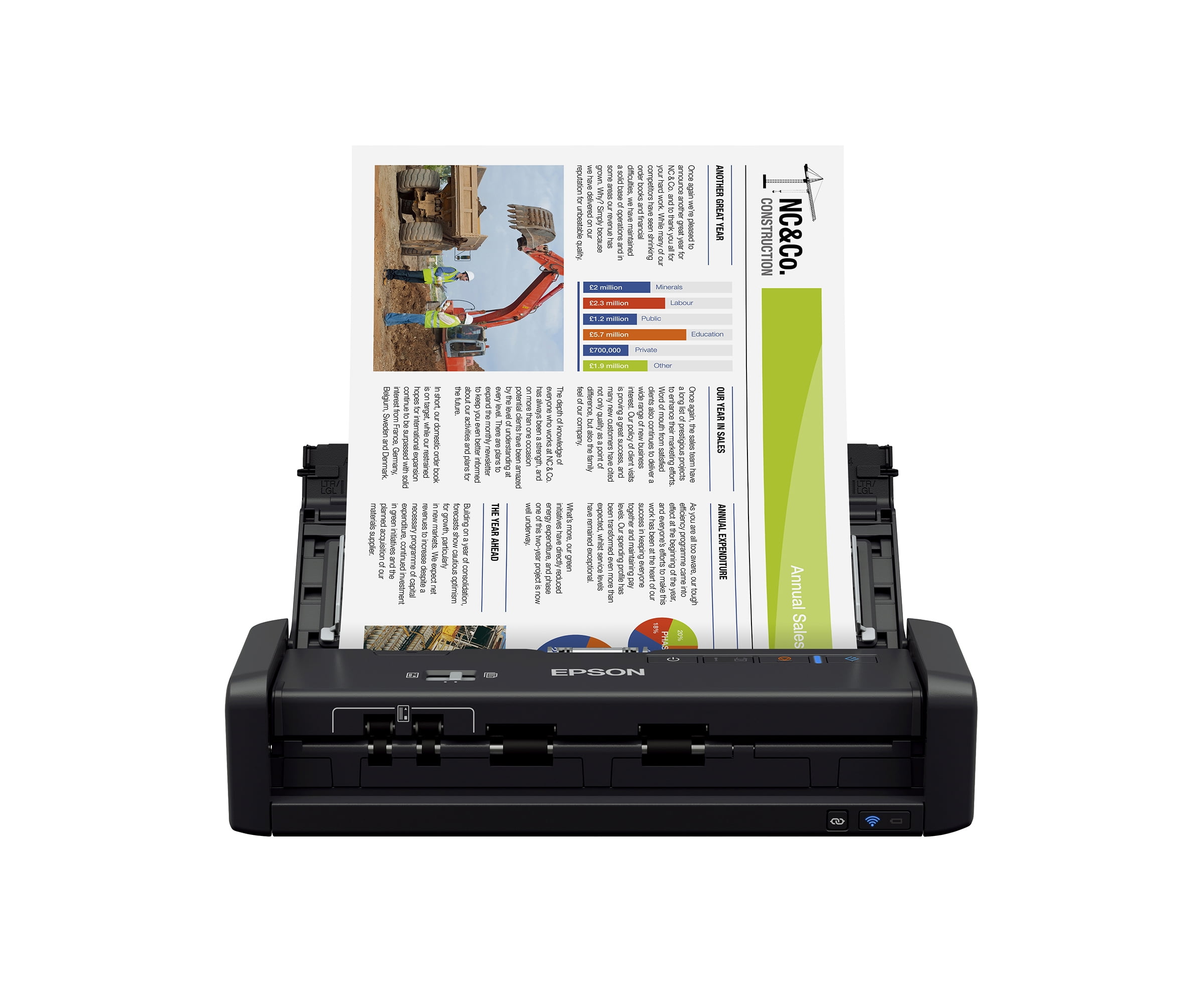 Epson WorkForce ES-300W Wireless Color Portable Document Scanner with ADF for PC and Mac, Sheet-fed and Scanning -