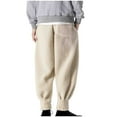thumbnail image 3 of Timoontee Cargo Pants for Men Loose Fit Elastic Waist Drawstring Straight Joggers Lightweight Breathable Solid Zipper Pockets Casual Workwear Pants Beige XXXL, 3 of 4