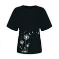 thumbnail image 4 of Womens Tops Spring Round Neck Dandelion Printed Loose Casual Short Sleeved T Shirt Soft Lightweight Breathable Polyester & Spandex 1Pc Top 2Xl Shirts for Women, 4 of 5