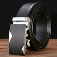 thumbnail image 4 of Waist Belt Solid Color Faux Leather Durable Automatic Buckle Men Belt for Daily Wear, 4 of 10
