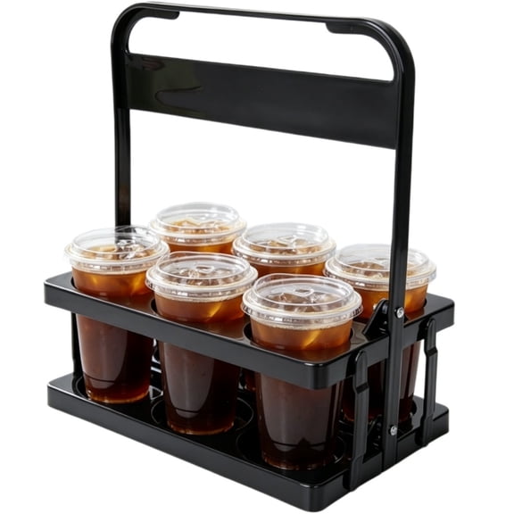 Gogcaro 6 Cup Drink Carrier with Handle, Plastic Cup Carriers for Drinks, Drink Holder for Car, Take Out Delivery Drivers Accessories, Portable Foldable Reusable Mobile, Use for Food Delivery Bag