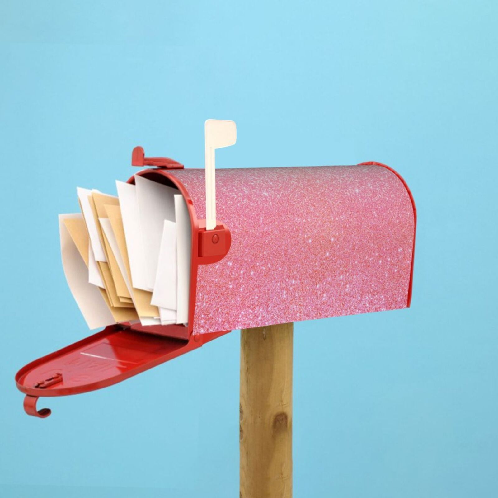 Picia Sparkly Pink Glitter Magnetic Mailbox Cover Standard Size-21x18 in