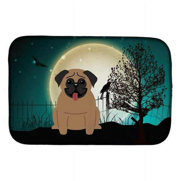 Halloween Scary Pug Brown Dish Drying Mat
