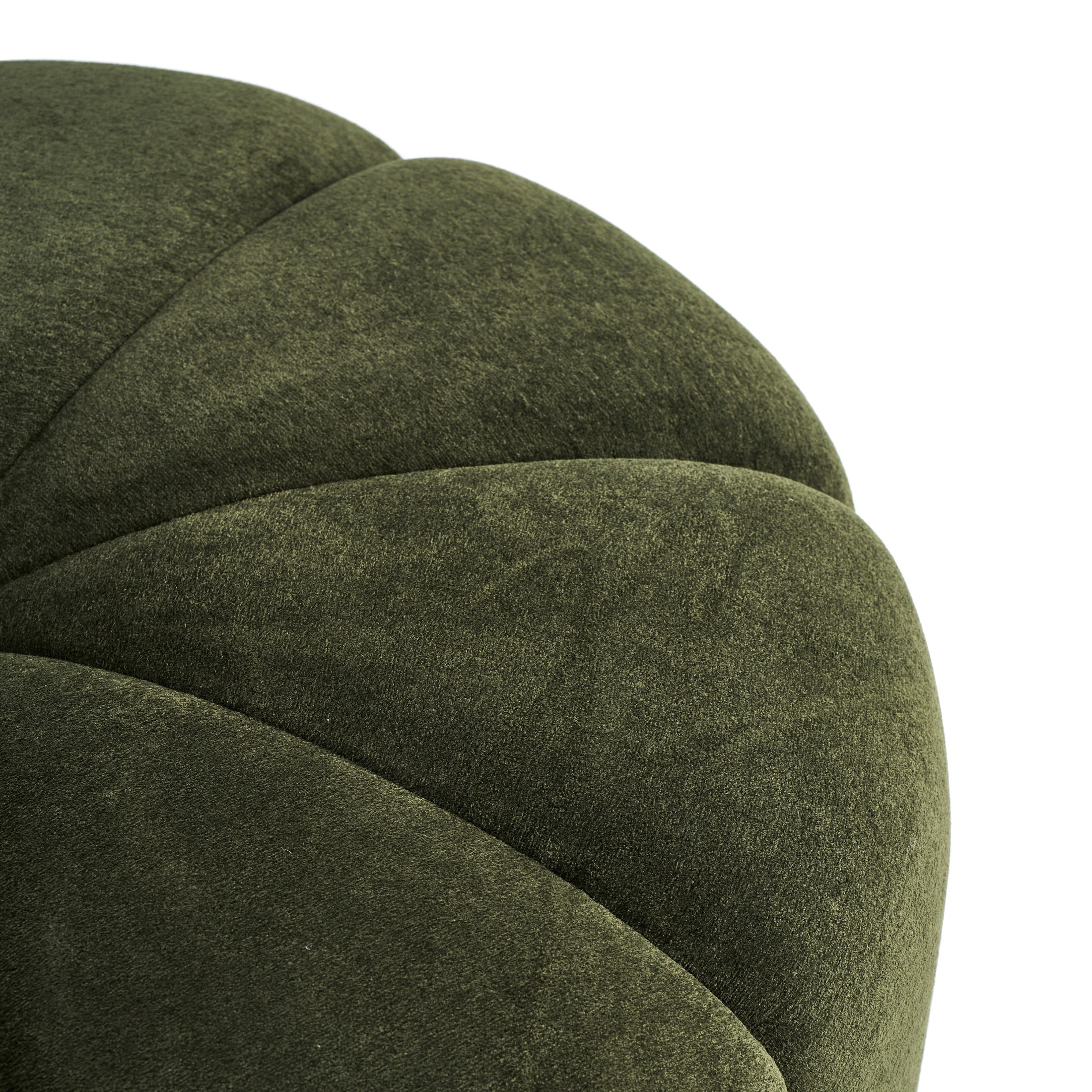 Christopher Knight Home Modern Round Velvet Pumpkin Ottoman, Plush Upholstered Footstool, Olive Green