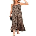 thumbnail image 1 of PENGXIANG Robe Maxi à Fleurs Col en V pour Femmes Imprimé Boho Bretelles Spaghetti Ethnique Plage Longue Robe Noire TG, 1 of 6