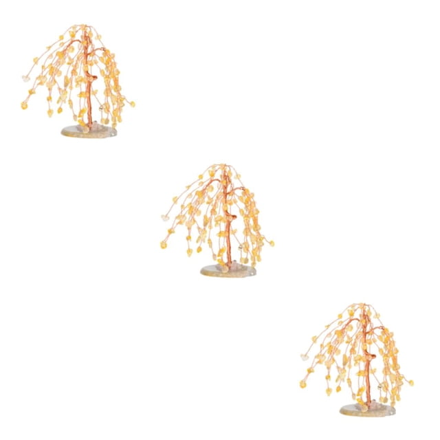 Wweixi 1/2/3/5 Exquisite Crafted Gemstone Tree Ornament - Symbol Of Luck And Prosperity Yellow 3PCS