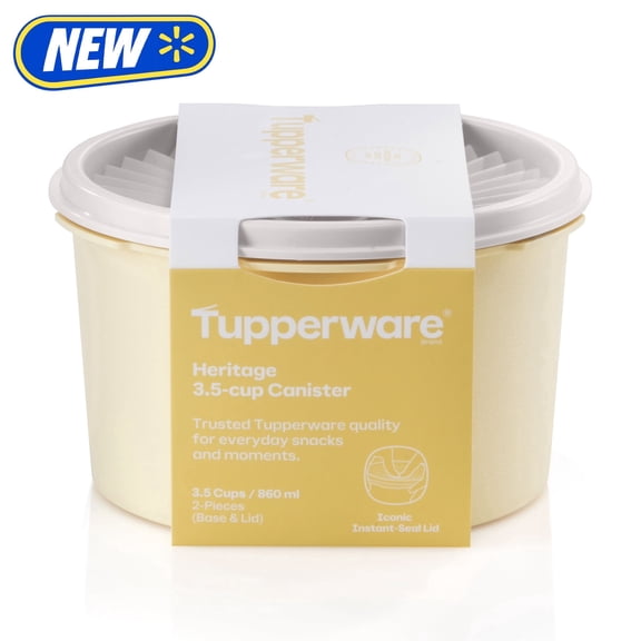 Tupperware Heritage 3.5-Cup Food Storage Canister with Lid, Yellow