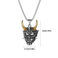 thumbnail image 3 of Nmdmisc Skull Necklace for Men, Mask Necklace, Mens Gothic Punk Pendant, Stainless Steel Silver Black Personalized Evil Demon Horn Jewelry Necklaces with 23.6 Inch Chain(Gold), 3 of 6