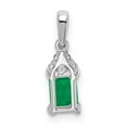 thumbnail image 4 of Auriga 14k White Gold Rectangle Emerald and Diamond Pendant for Women (L-16.9mm, W-5mm), 4 of 6