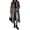 Coffee, variant on Women's Double Breasted Leopard Long Wool Coat Open Front Multi Pocket Winter Warm