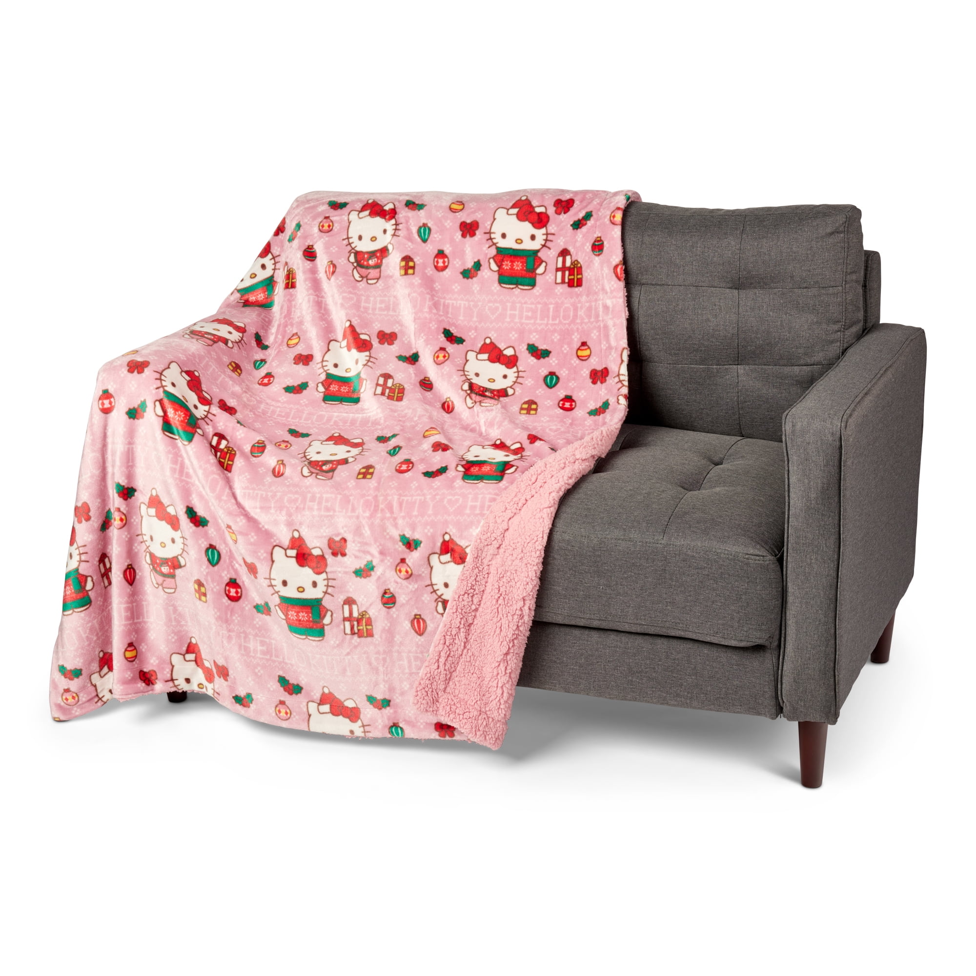 Hello Kitty Merry Kitty Silk Touch Throw Blanket with Sherpa Reverse 50 x 60 inches