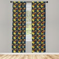 thumbnail image 3 of Ambesonne Vintage Curtains, Clock Faces Pattern, Pair of 28"x95", Yellow and Black, 3 of 5