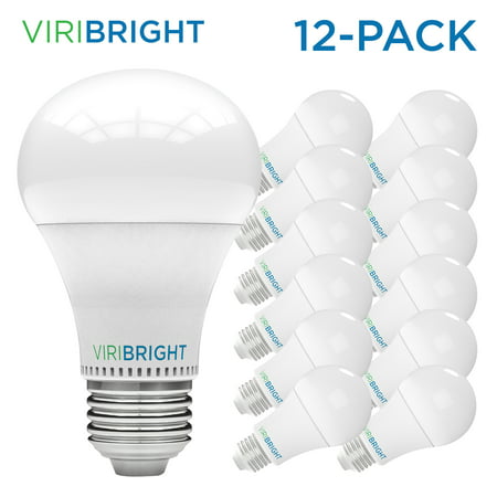 Viribright 60 Watt Equivalent LED Light Bulb, E26 Edison Base, Warm White (Soft White) 2700K, Pack of 12