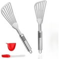 thumbnail image 6 of Pack Of 2 Stainless Steel Thin Slotted Fish Turner Spatula Set,non-slip Handle Metal Spatula For Flipping Foods,grilling,frying,easy To Clean,bbq Spatula With Oil Brush, 6 of 6
