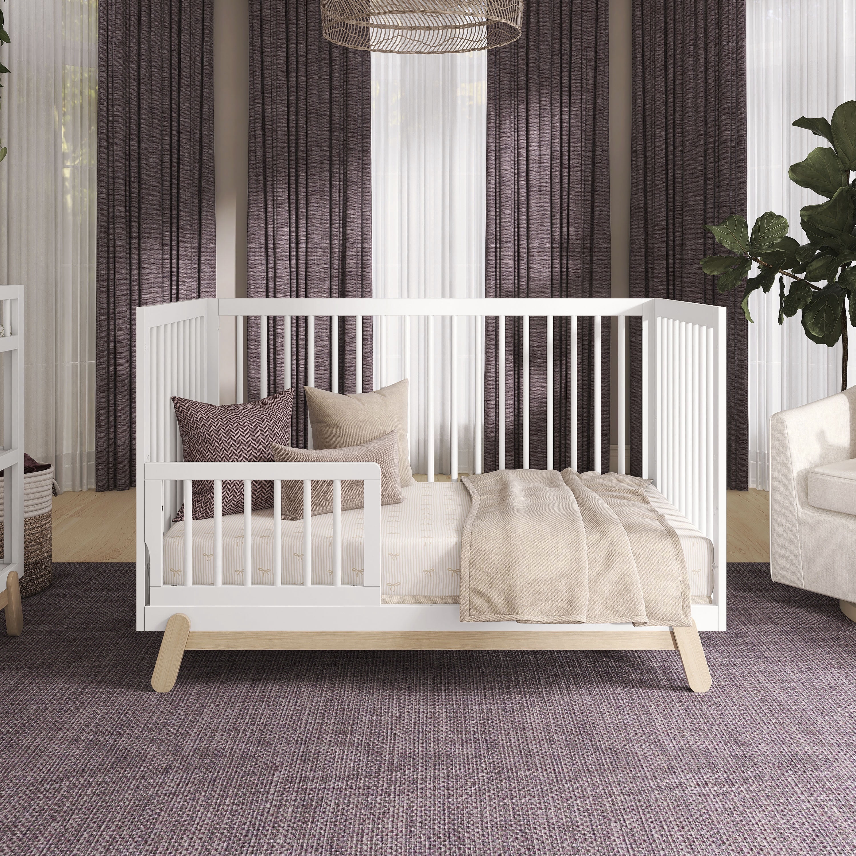 Dream On Me Hygge 5-in-1 Convertible Crib, Vintage White Oak