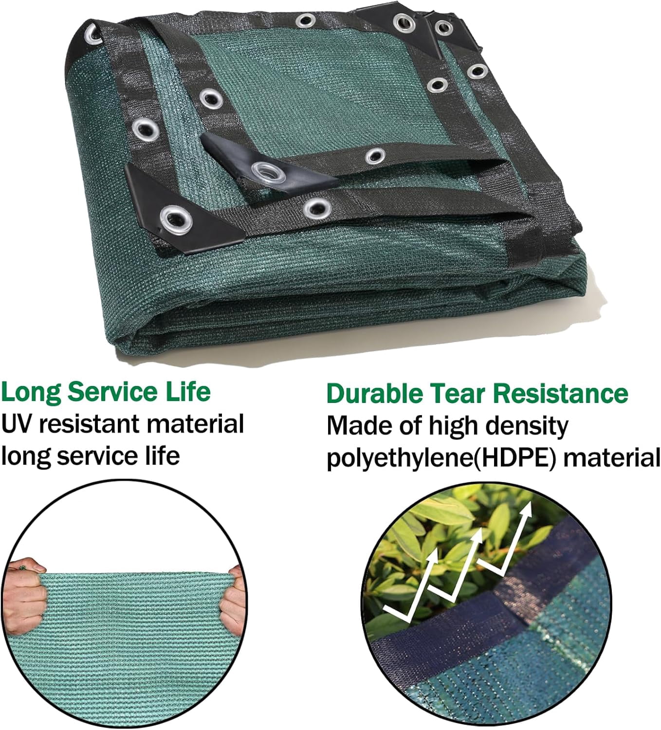 90% Green Shade Cloth 12ft x 14ft Heavy Duty Outdoor Mesh Tarp with Grommets, Sun Shade Canopy for Patio, Garden, Greenhouse, Chicken Coops, Plants Vegetables, Swimming Pool