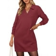 thumbnail image 3 of UVN Dresses for Women Long Sleeve Lapel Neck Dress Fall Casual Sweatshirt Dresses, 3 of 9