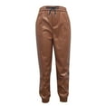 thumbnail image 1 of adviicd Wide Leg Leather Pants For Women Women's High Waisted PU Leather Skinny Pants Biker Pants Brown L, 1 of 4