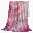 thumbnail image 2 of Peony Ballerina with Ribbons and City Skyline, Dreamy Impressionist Style for Ballet Lovers, Birthday Gift, Cozy Flannel Blanket for Bedroom and Living Room, Home Decor, 2 of 9