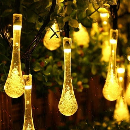 16ft 20LED Solar Lights Water Droplet String Lights Outdoor Garden Decor Tree Bubble Light for Party