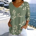 thumbnail image 3 of Naotn Summer Floral Printed Shirts for Women Fall Fashion Casual V Neck 3/4 Sleeve Tops Trendy Holiday Beach Blouses, 3 of 7