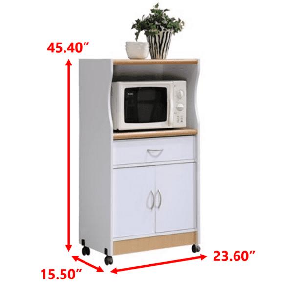Hodedah Microwave Kitchen Cart, White