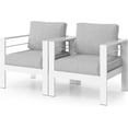 thumbnail image 2 of CozyHom 2 Pcs Modern Outdoor Patio Aluminum Sofa Furniture, Outside Metal Patio Sofa Chair With Cushions, White, 2 of 7
