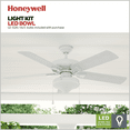 thumbnail image 3 of Honeywell Belmar 52" White Indoor/Outdoor Ceiling Fan with 5 Blades, Light Kit, Pull Chains & Reverse Airflow, 3 of 10