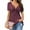 Purple red, variant on Short Sleeved Women Solid Color V-neck T-shirt Summer Slim Fit Knotted Tunic Tops