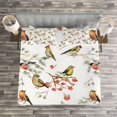 thumbnail image 3 of Ambesonne Animal Quilted Bedspread Set 3 Pcs, Colorful Forest Birds, Queen Size, Multicolor, 3 of 3