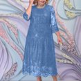 thumbnail image 7 of Efsteb Summer Dresses 2025 Plus Size Spring Dress for Women Lace Embroidered Sequin Round Neck Elbow Sleeve Wedding Guest Dresses (Light Blue,L(0XL)), 7 of 7