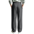 thumbnail image 2 of FGVCTG Mens Pleated Dress Pants, Classic Fit Stretch Waist Loose Lightweight Trousers Straight Casual Work Dress Slacks with Belt Loop Dark Gray M, 2 of 8