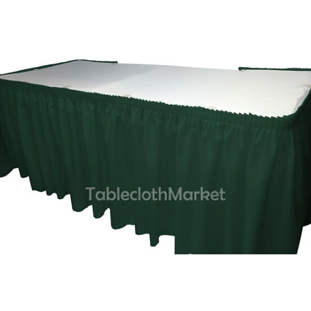 

POLYESTER PLEATED TABLE SET SKIRT with clips 17 Ft + clip + Topper Media Day (Color: Hunter Green)