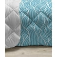 thumbnail image 3 of Aqua and Coral Down Alternative Comforter, Rhythmic Horizontal Striped Marine Jellyfish Bicolour Print, Microfiber Quilt for All Season, 5 Sizes, Sea Blue and Pastel Yellow, by Ambesonne, 3 of 3